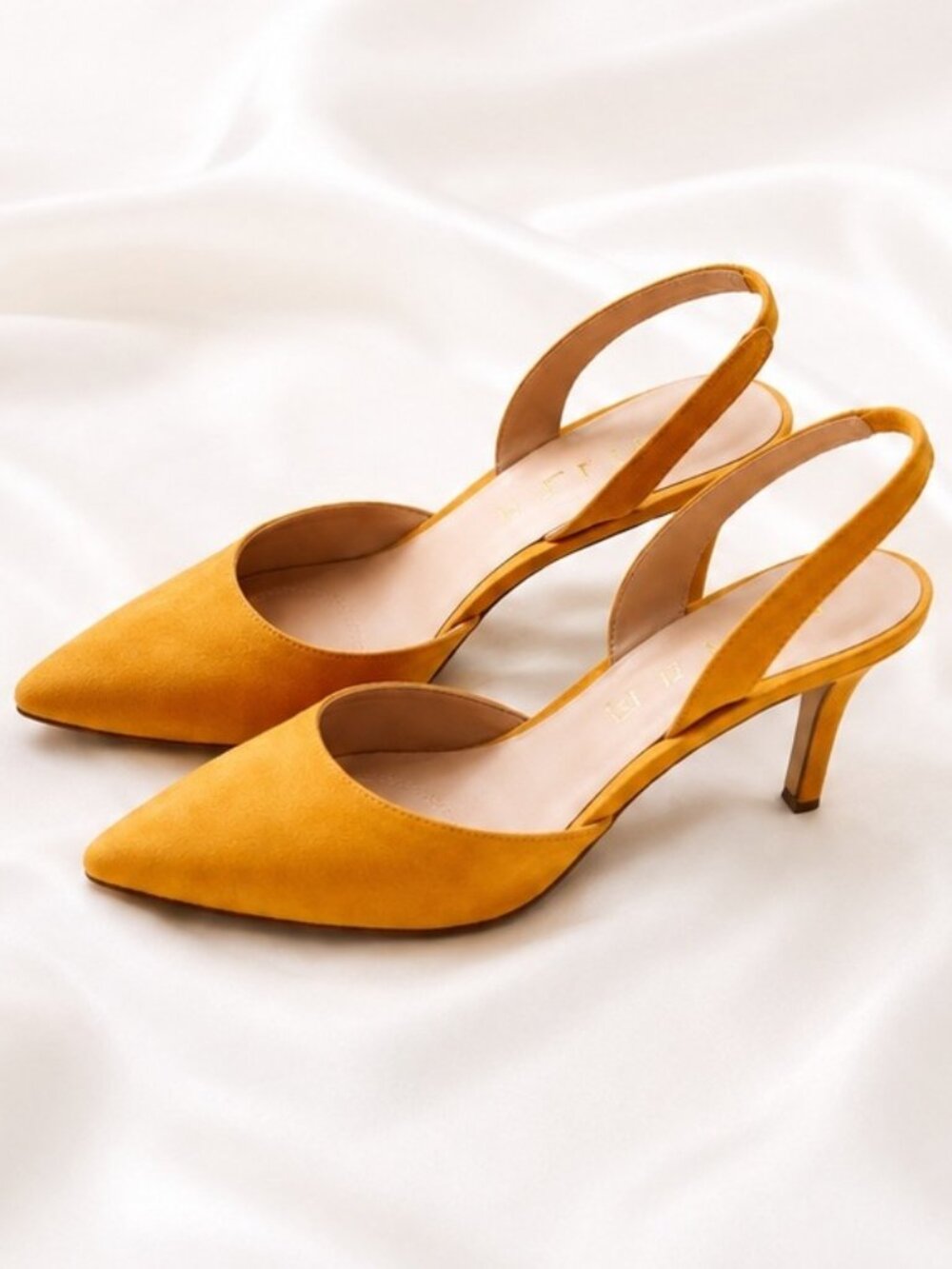 Unisa Mustard Yellow Suede Slingback Heels Pointed Toe Pumps Size 6.5M
